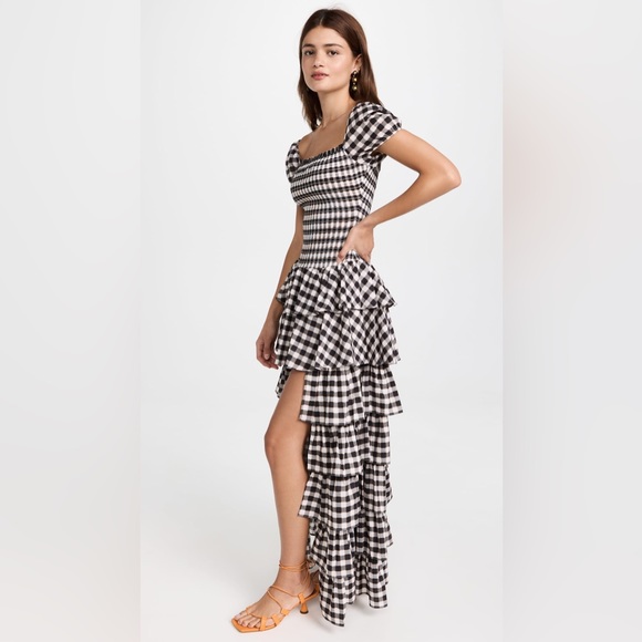 NWT $695 Caroline Constas Malta Gown In Black Check Plaid Size XS - Picture 2 of 8